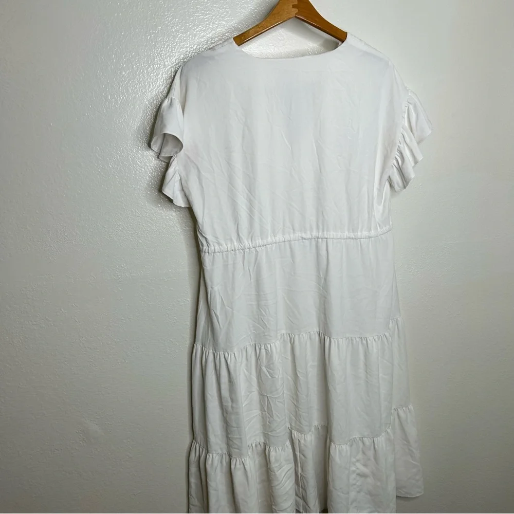 Amanda Uprichard White Tiered Midi Dress M